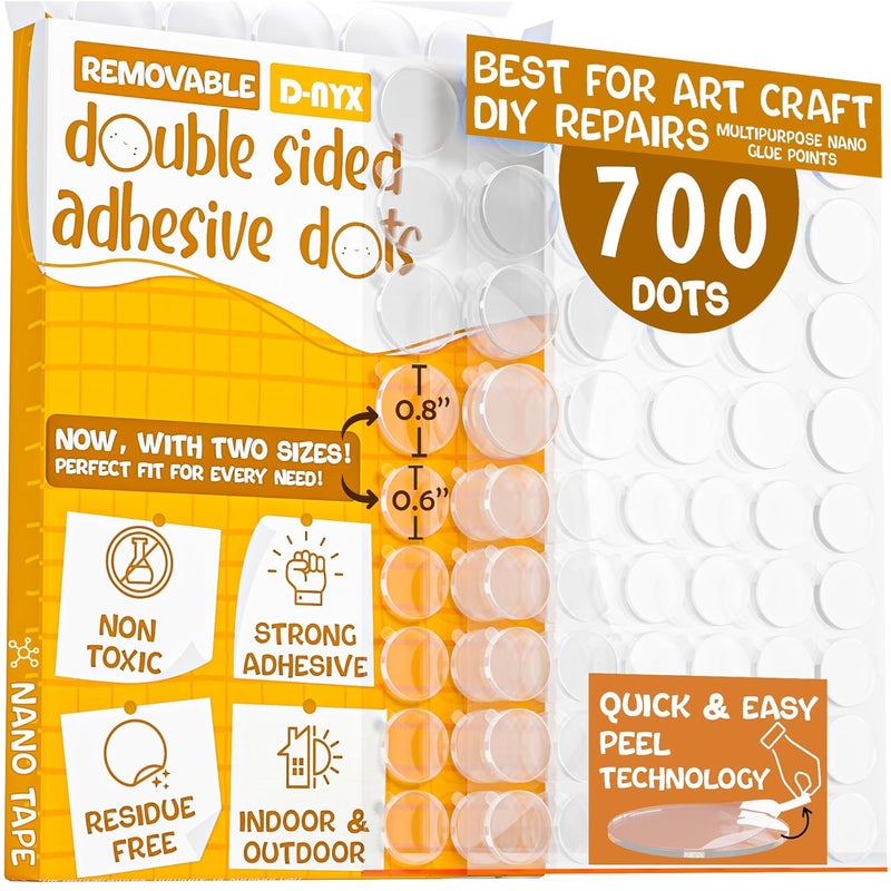 D-NYX Double Sided Tape Sticky Dot Stickers 280, 350, 450, 550 or 700 Pack Removable Putty No Trace Clear Sticky Tack Waterproof Small Stickers for Festival Decoration Picture (700 Sticky Dots) - Image 1